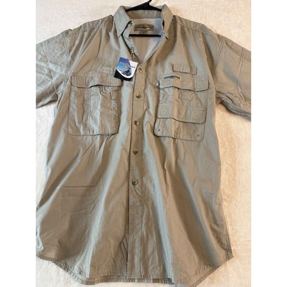Hook & Tackle Fishing Shirt Mens Medium Brown Outdoor Performance New Tag NWT - Picture 4 of 7